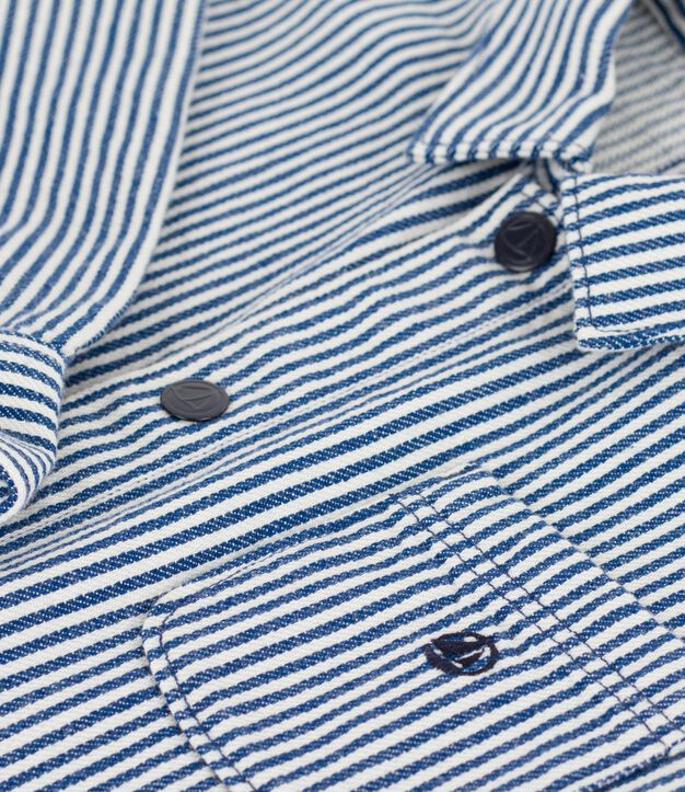 Veste enfant en coton &agrave; rayures bleu/blanc