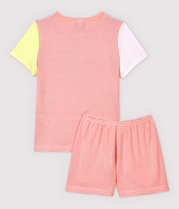 Pyjacourt milleraies color&eacute;s petite fille en coton bleu/multicouleur