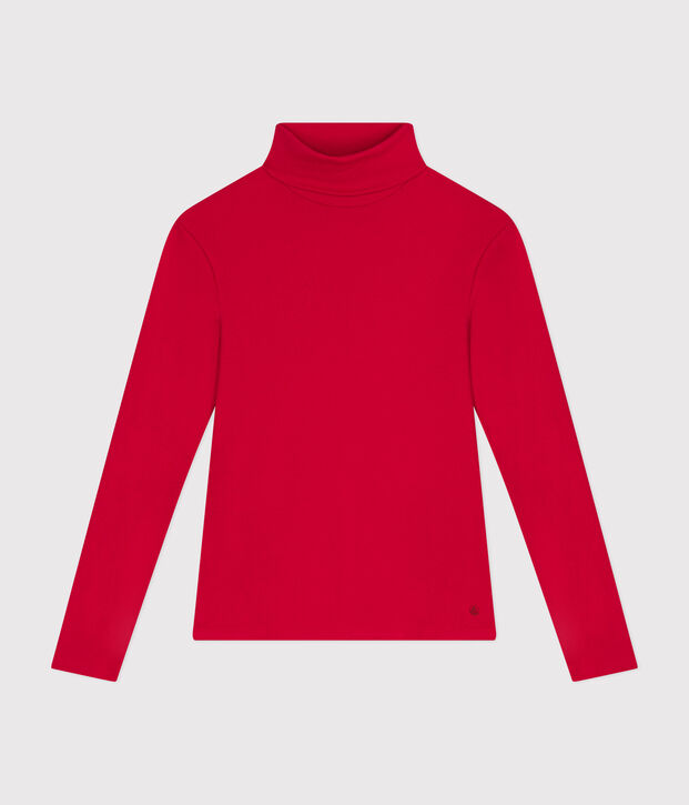Tee-shirt l'Iconique Col roul&eacute; en coton femme rouge