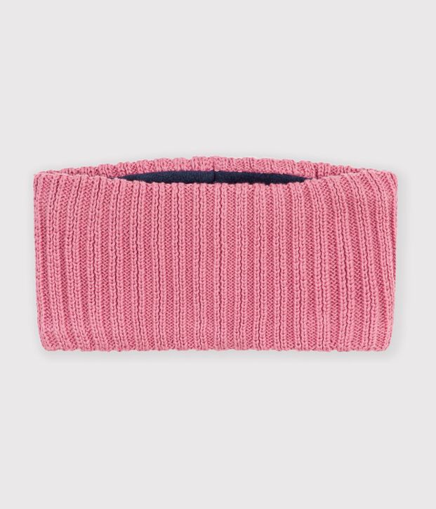 Snood b&eacute;b&eacute; en tricot uni doubl&eacute; polaire rose