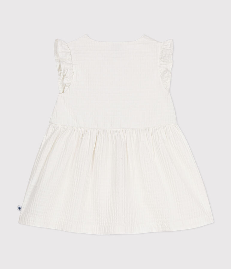Robe sans manche en coton fa&ccedil;onn&eacute; b&eacute;b&eacute; blanc