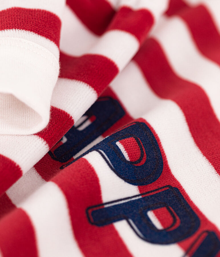 Gestreepte fluwelen pyjama voor kleine meisjes en jongens rood/wit