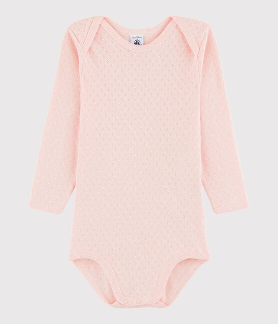 Rompertje lange mouwen babymeisje roze MINOIS/wit MARSHMALLOW