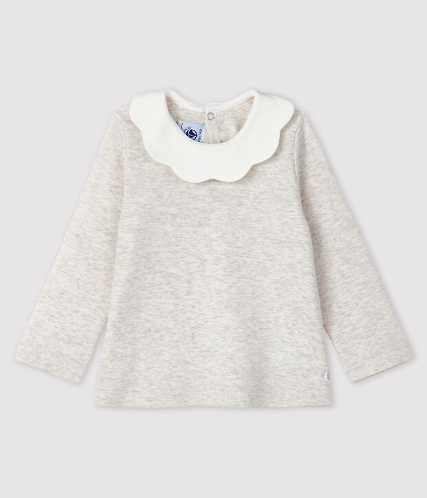 Blouse manches longues b&eacute;b&eacute; fille beige chin&eacute;