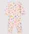 Dors-bien sans pieds bébé fille en côte rose FLEUR/blanc MULTICO