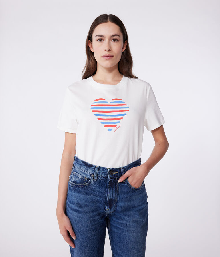 Le Droit, effen katoenen T-shirt voor dames wit