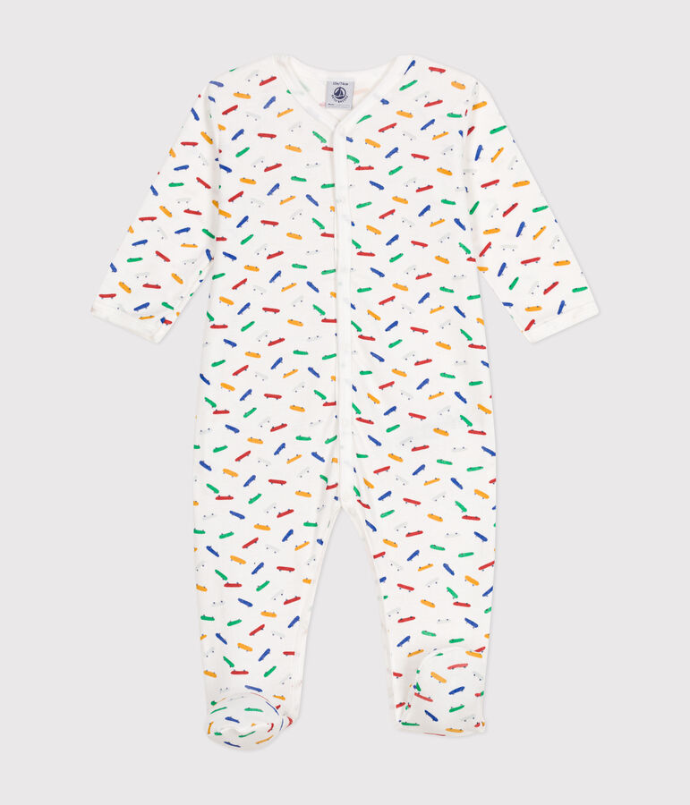 Pyjama imprim&eacute; skateboard en coton b&eacute;b&eacute; blanc/multicouleur