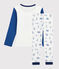 Jongenspyjama van ribtricot met "Paris" motief wit MARSHMALLOW/blauw BLEU/ MULTICO