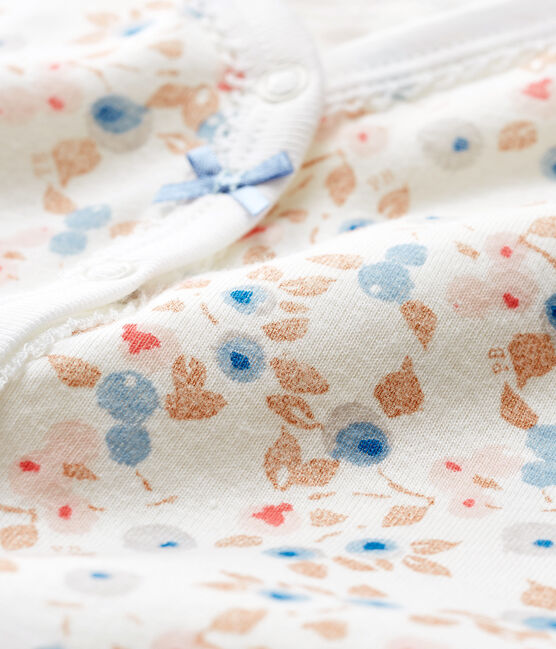 Dors bien sans pieds bébé fille en côte blanc MARSHMALLOW/blanc MULTICO