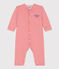 Pyjama bébé sans pieds milleraies en coton orange ABRICOT/ MARSHMALLOW