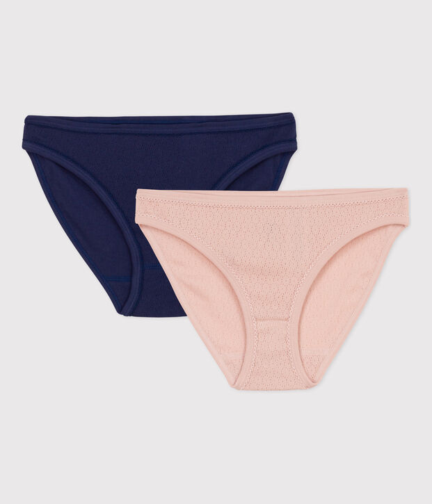 Lot 2 culottes coton en ajour&eacute; Femme multicouleur