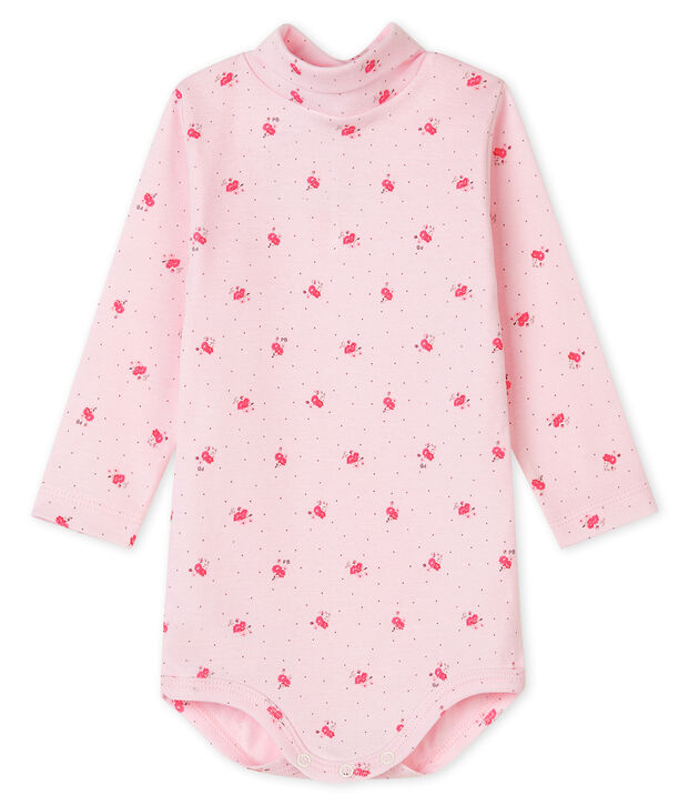 Body manches longues col roul&eacute; b&eacute;b&eacute; mixte rose/rose