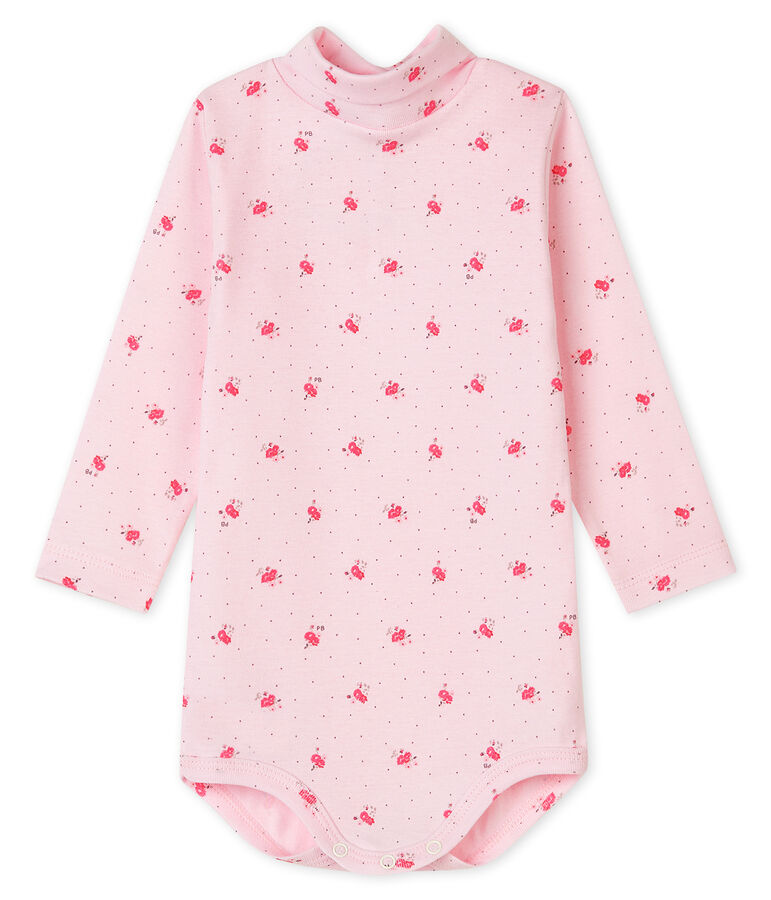 Body manches longues col roul&eacute; b&eacute;b&eacute; mixte rose/rose
