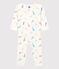 Katoenen zeepaardjes babypyjama zonder drukknopen voor baby's wit MARSHMALLOW/wit MULTICO