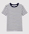 L'ICONIQUE, dames-T-shirt met ronde hals in katoen wit MARSHMALLOW/blauw SMOKING