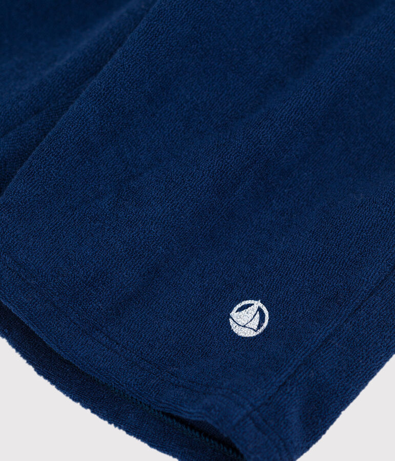 Bermuda en bouclette &eacute;ponge enfant gar&ccedil;on bleu