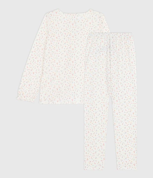 Pyjama enfant en coton imprim&eacute; pois blanc/multicouleur