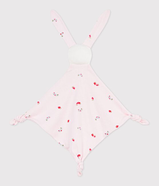 Katoenen babyknuffeldoekje met bloemetjesprint roze BARELY/ MULTICO
