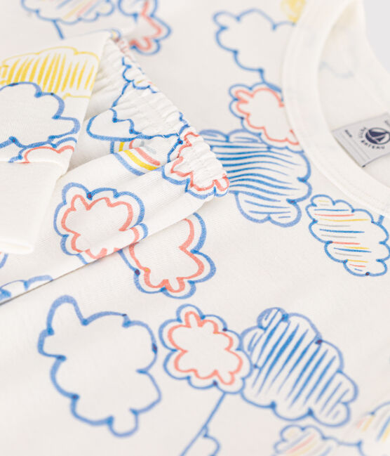 Pyjama imprimé motif nuage et arc-en-ciel en coton enfant blanc MARSHMALLOW/blanc MULTICO