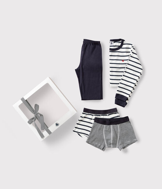 Coffret cadeau pyjama et boxers rayés en coton variante 1