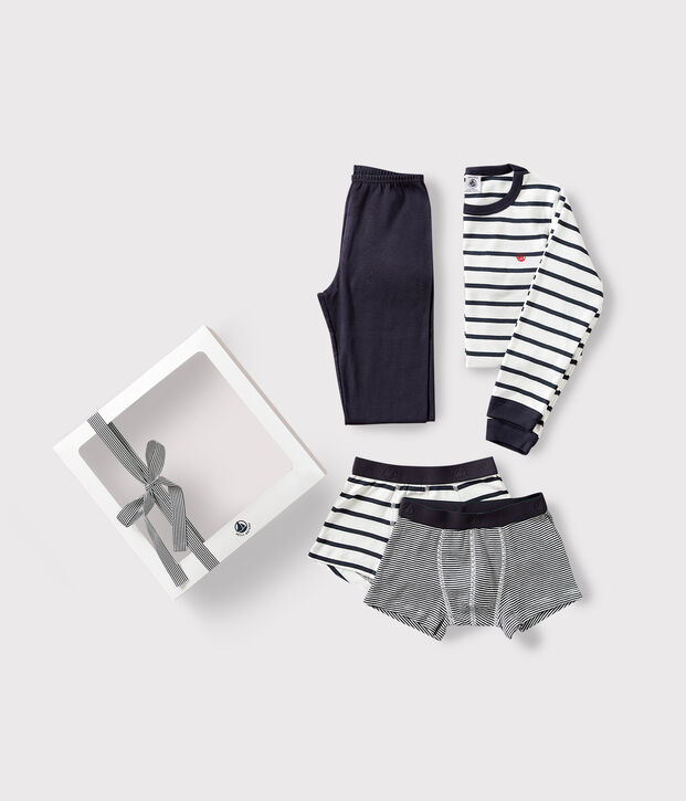 Geschenkverpakking met gestreepte boxershorts en pyjama van katoen multicouleur