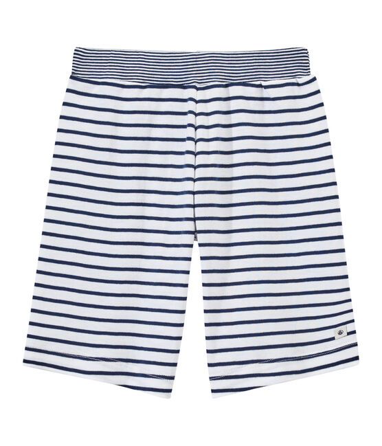 Short garçon rayé blanc ECUME/bleu MEDIEVAL