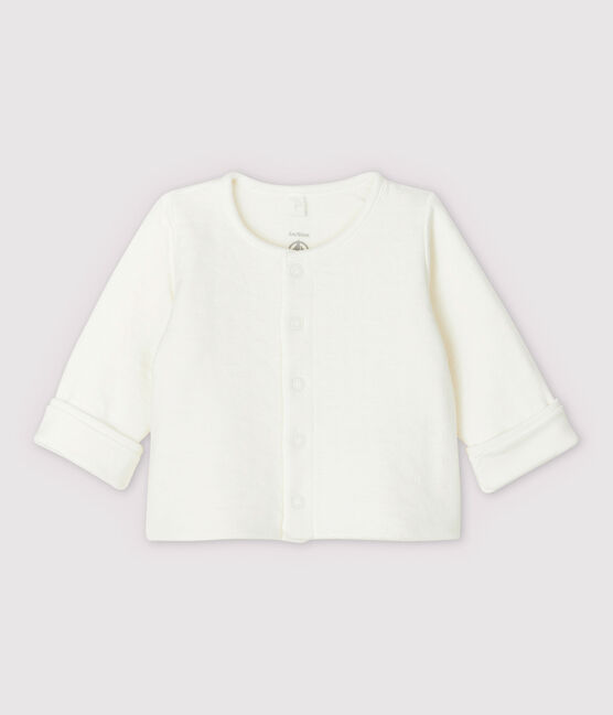 Cardigan blanc à étoiles bébé en tubique matelassé en coton biologique blanc MARSHMALLOW
