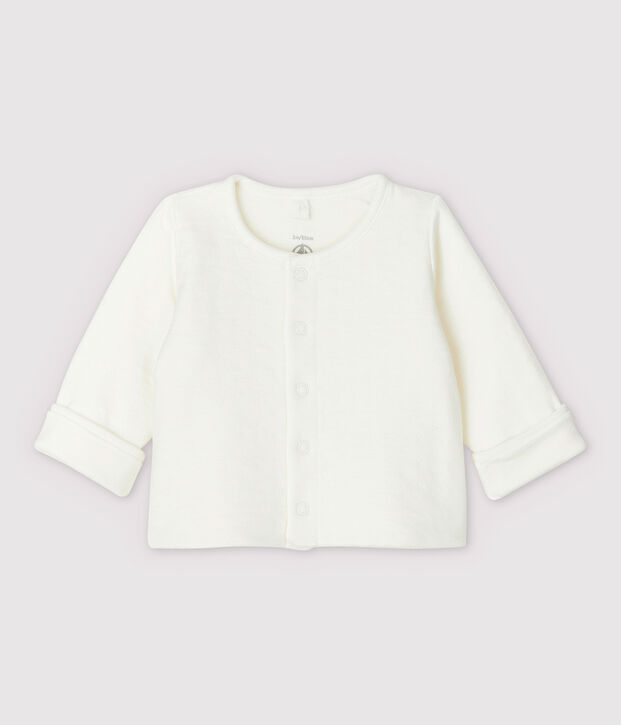 Witte babycardigan met sterren van doorgestikt tubic biologisch katoen wit