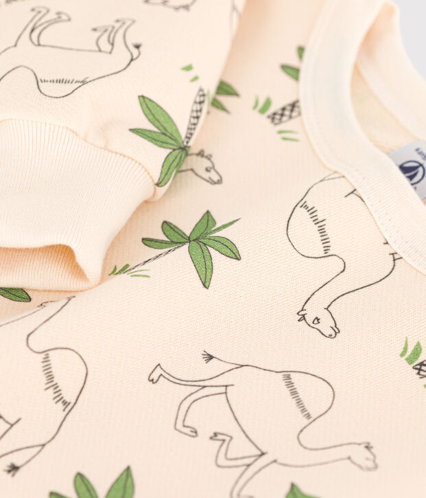 Sweater in molton voor meisjes/jongens ecru/multicouleur