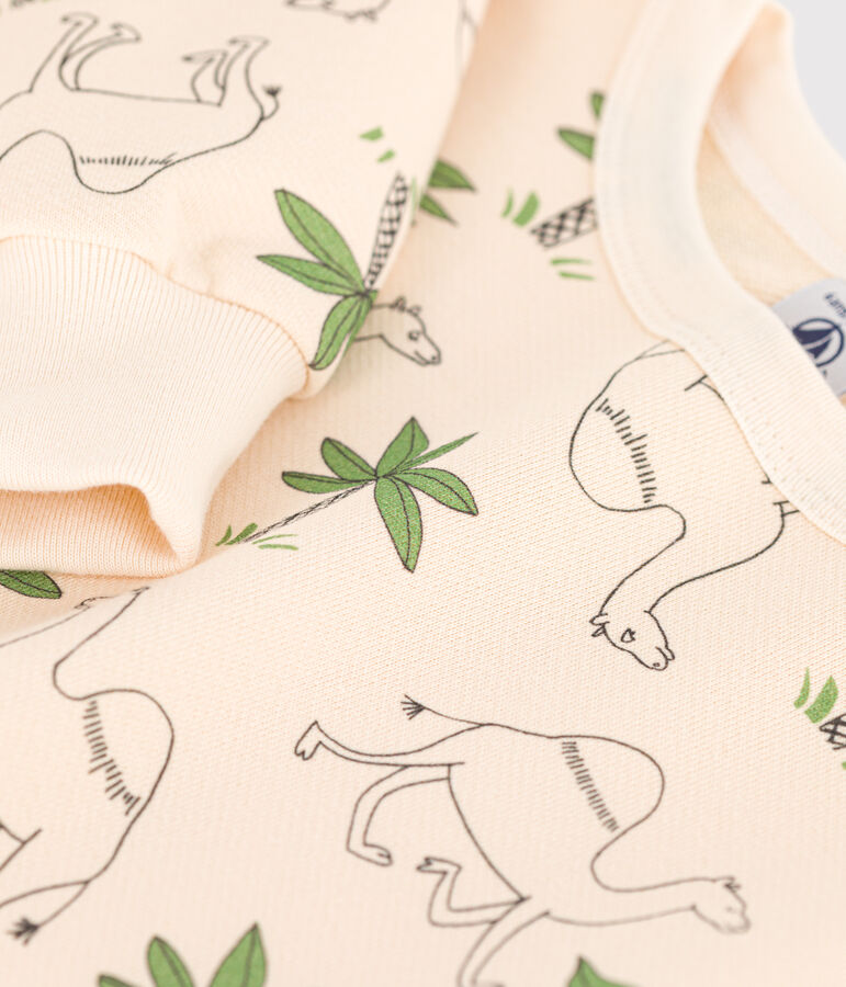 Sweater in molton voor meisjes/jongens ecru/multicouleur