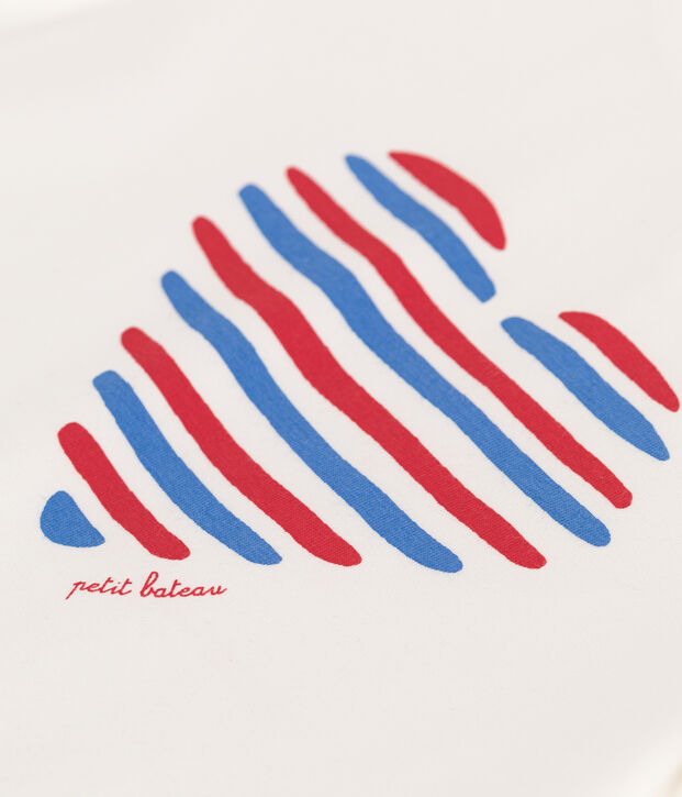 Katoenen T-shirt met korte mouwen en hartjesprint voor kinderen wit