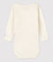 Body manches longues bébé en laine et coton blanc MARSHMALLOW