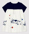 Robe en molleton bébé. blanc MARSHMALLOW/bleu SMOKING