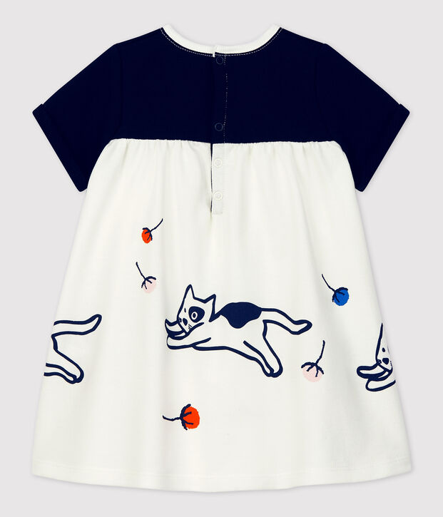 Babyjurk van molton. wit/blauw