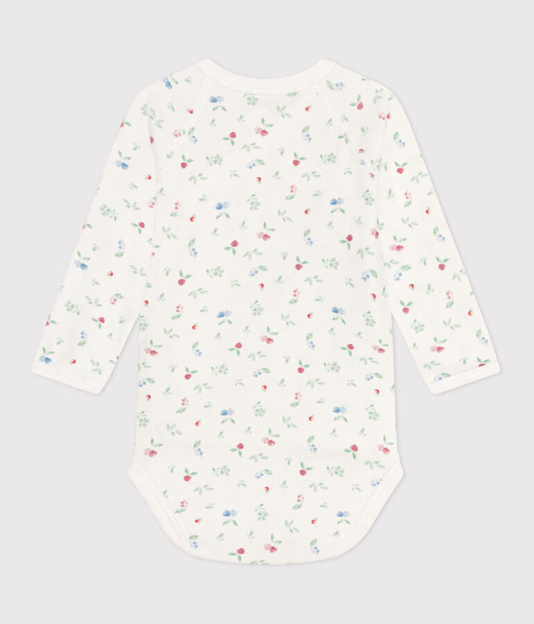 Katoenen overslagbody met lange mouwen voor baby's wit/multicouleur
