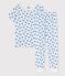 Pyjama manches courtes singes petit garçon en coton blanc MARSHMALLOW/bleu BRASIER