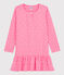 Chemise de nuit volantée petite fille en coton rose PETAL/blanc ECUME