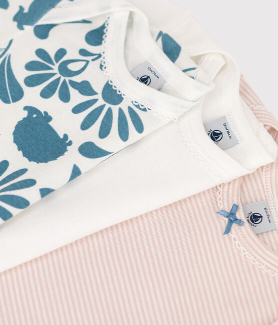 Set van 3 katoenen body's met lange mouwen met bloemenprint variante 1