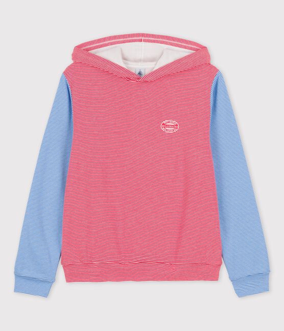 Sweatshirt à capuche en coton BIO Femme rouge PEPS/blanc MARSHMALLOW