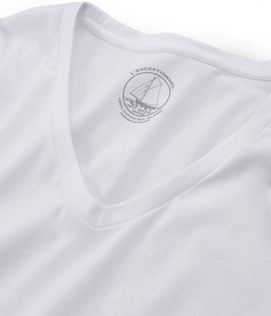 T-shirt met lange mouwen van katoen sea island vrouwen wit ECUME