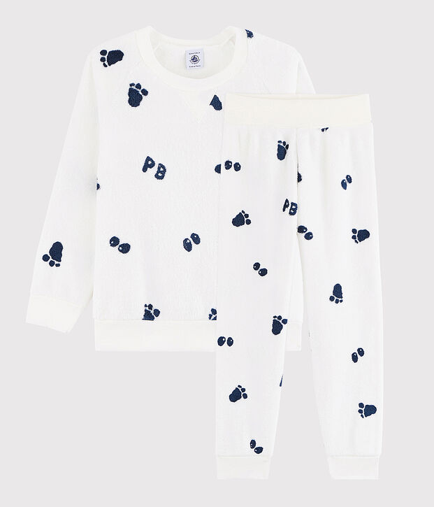 Jongenspyjama van fleece wit/blauw