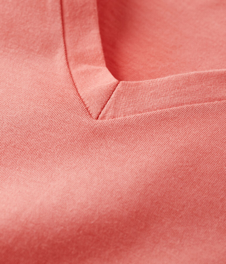 DE STRAIGHT-FIT, T-shirt voor dames met V-hals in biokatoen roze PAPAYE