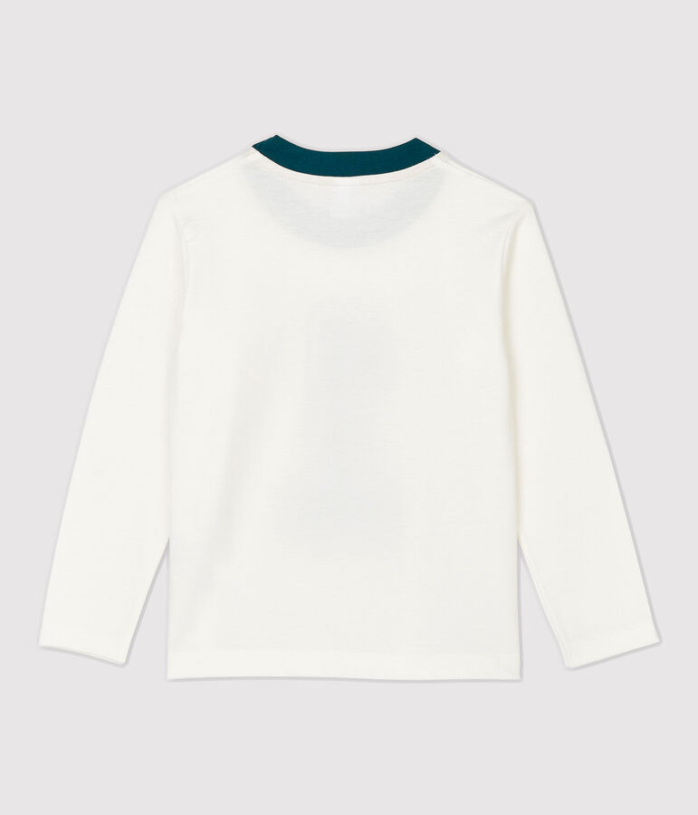 Katoenen jongens t-shirt met lange mouwen wit MARSHMALLOW 1
