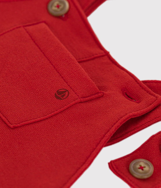 Korte babysalopette van lichte fleece rood AURORA
