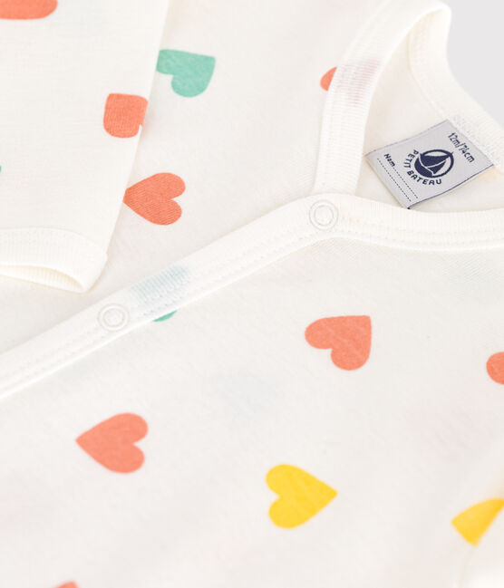 Pyjama bébé en coton cœurs blanc MARSHMALLOW/blanc MULTICO