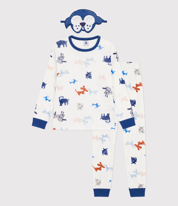 Katoenen verkleedpyjama met hondjesprint voor kinderen wit/multicouleur