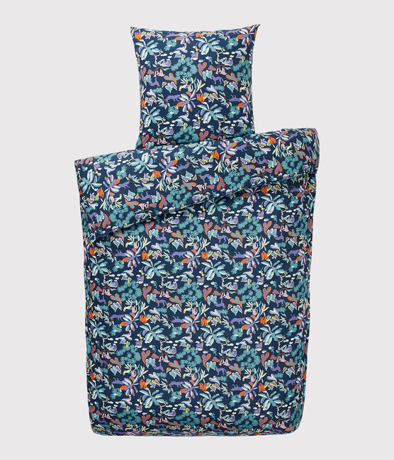 Beddengoed van popeline met jungleprint blauw MEDIEVAL/wit MULTICO