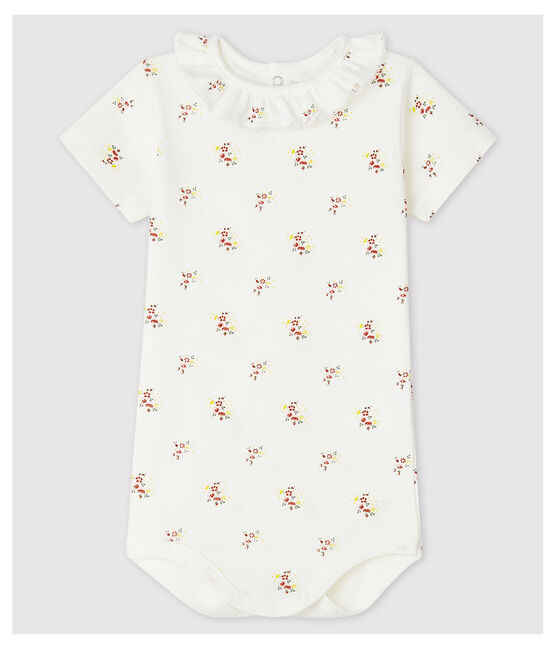 Body manches courtes bébé à collerette blanc MARSHMALLOW/blanc MULTICO