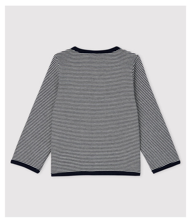 Milleraies cardigan voor babymeisjes in 2x2 rib. blauw/wit