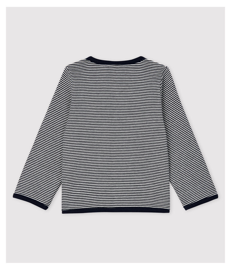 Milleraies cardigan voor babymeisjes in 2x2 rib. blauw/wit